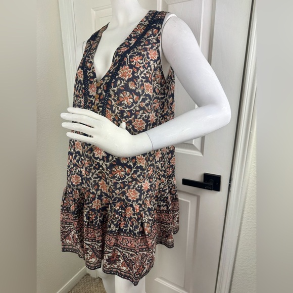 VERONICA BEARD
Leanna Sleeveless Ruffle Minidress In Moonlit Ocean Multi Small. - Picture 4 of 17